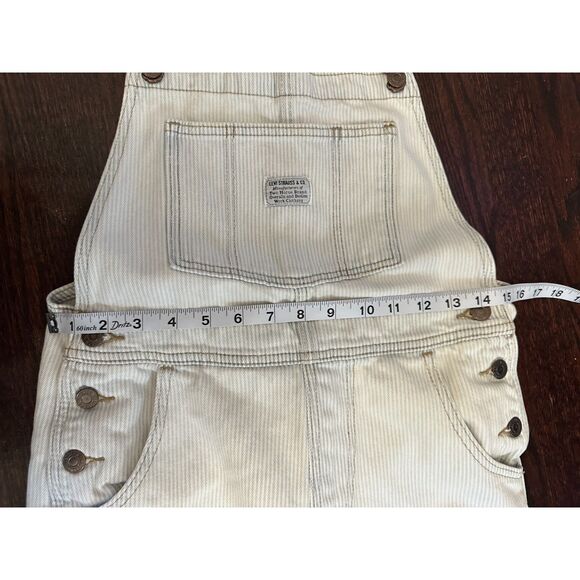 Vintage Levi Strauss & Co Light Wash Striped Shortalls Size Small - Picture 8 of 11